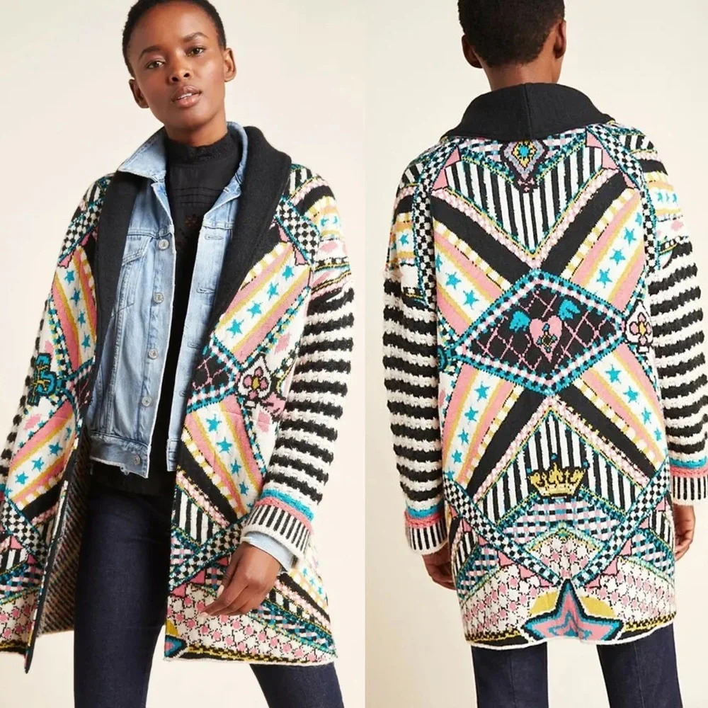 Anthropologie Josefana Jacquard Sweater Coat - Picture 9 of 11